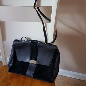 Courreges black leather and suede purse